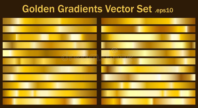 Ensemble d'or de vecteur de gradients illustration stock Ensemble d'or de vecteur de gradients illustration stock