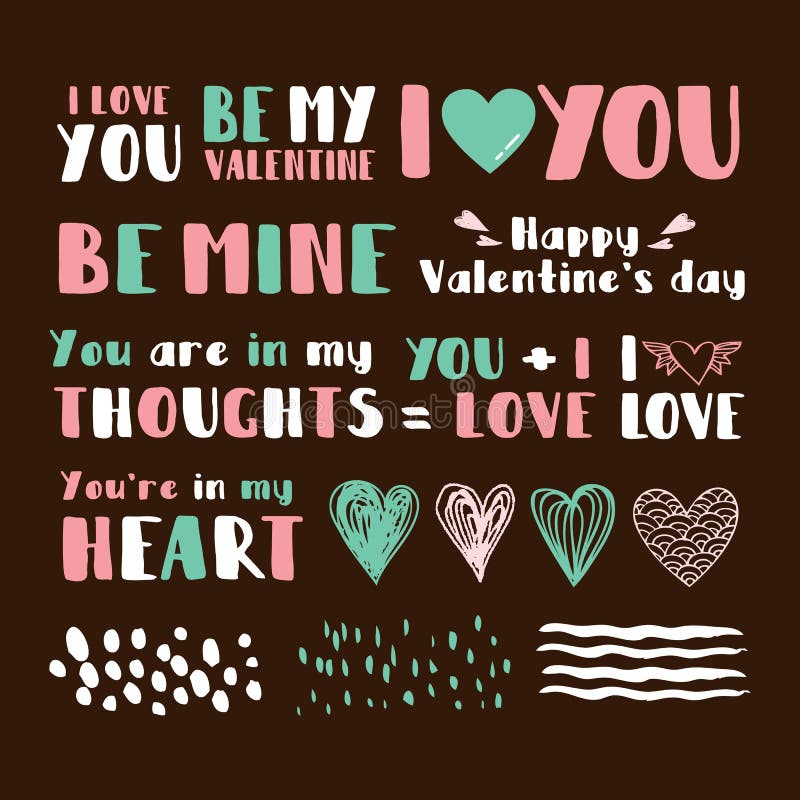 Ensemble d'expressions mignonnes pour le jour du ` s de Valentine illustration de vecteur