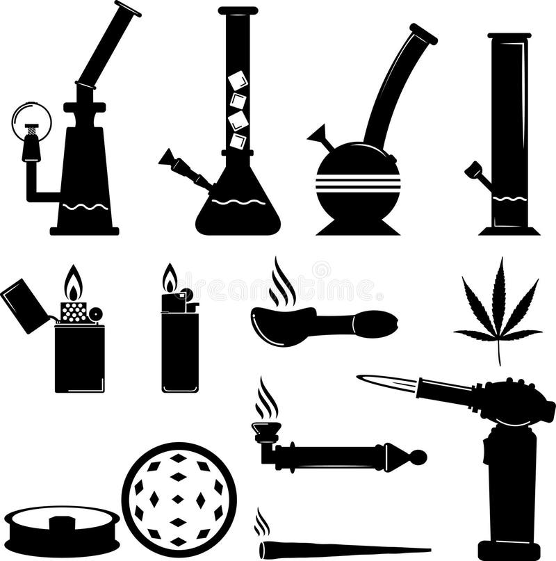 Ensemble d'icône d'équipement de cannabis illustration libre de droits Ensemble d'icône d'équipement de cannabis illustration libre de droits