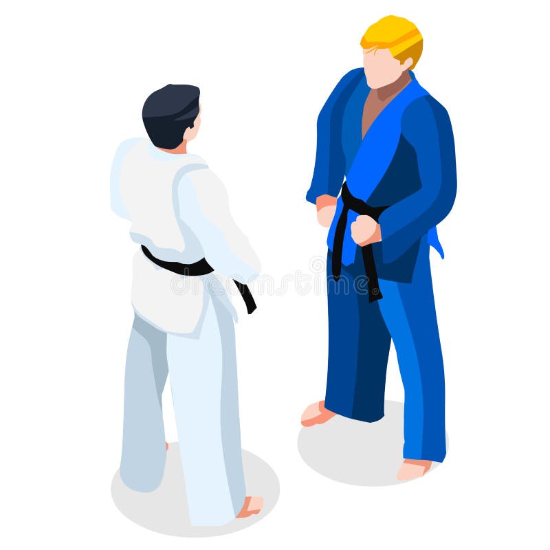 Ensemble d'icône de jeux d'été de combat de karaté de judo athlète 3D de combat isométrique illustration de vecteur Ensemble d'icône de jeux d'été de combat de karaté de judo athlète 3D de combat isométrique illustration de vecteur