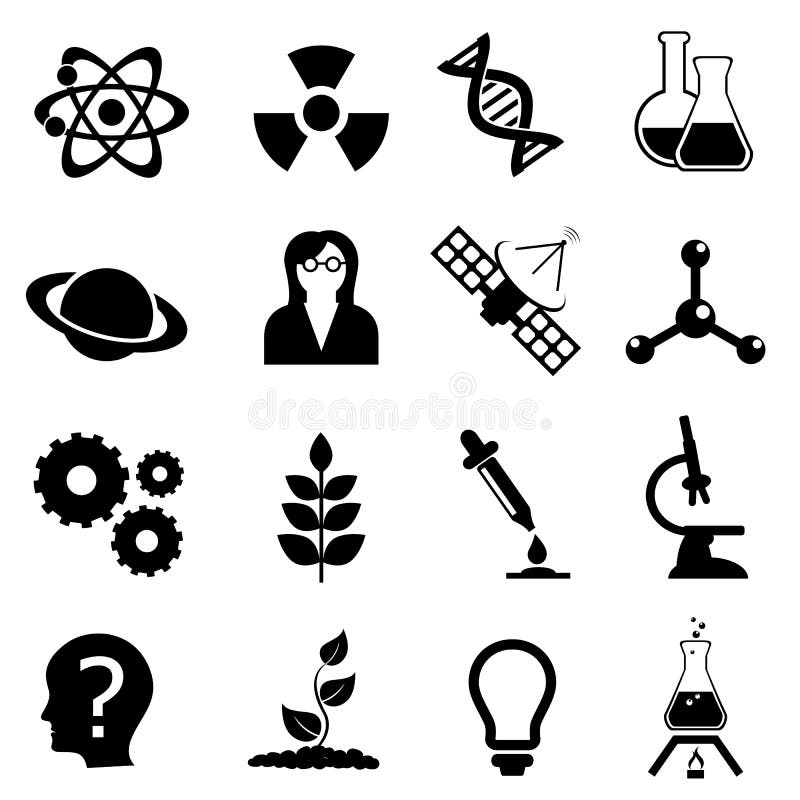 Ensemble d'icône de la Science, de biologie, de physique et de chimie