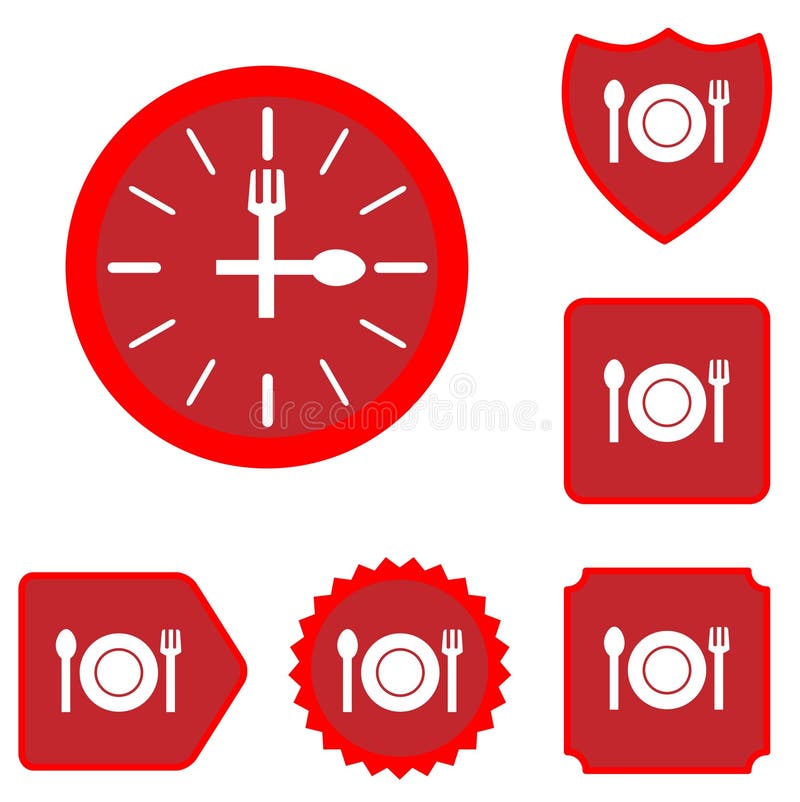 Ensemble d'icône de nourriture de temps de déjeuner illustration stock Ensemble d'icône de nourriture de temps de déjeuner illustration stock