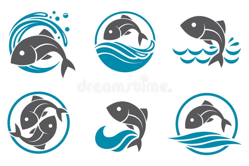 Ensemble d'icône de poissons illustration de vecteur Ensemble d'icône de poissons illustration de vecteur