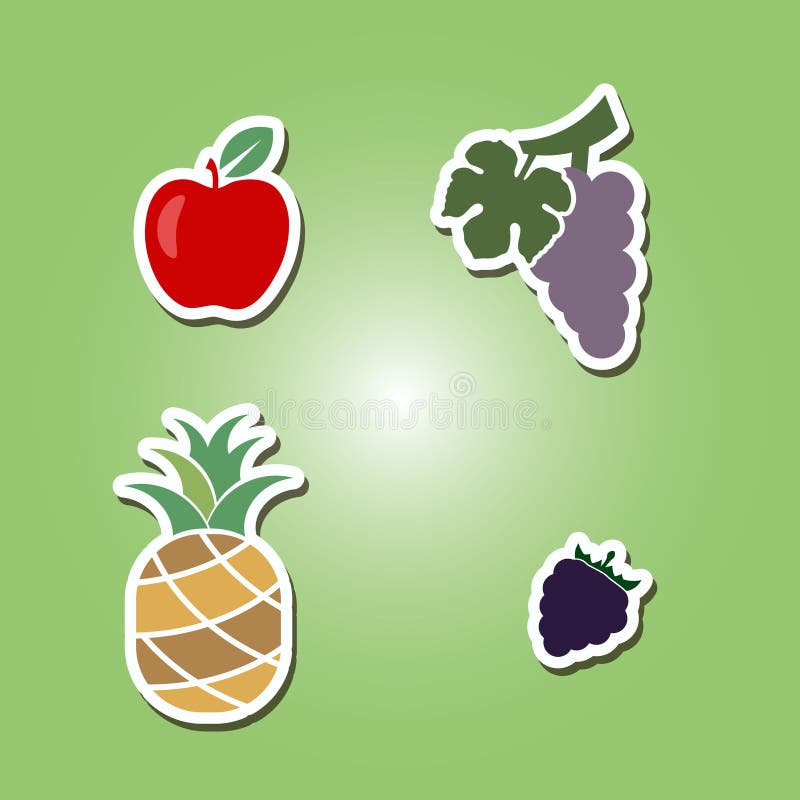 Ensemble d'icônes de couleur avec des fruits illustration stock Ensemble d'icônes de couleur avec des fruits illustration stock