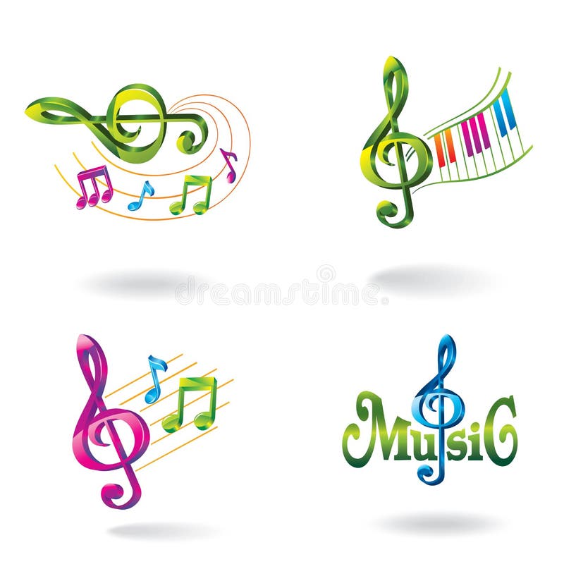 Ensemble d'icônes musicales colorées illustration libre de droits