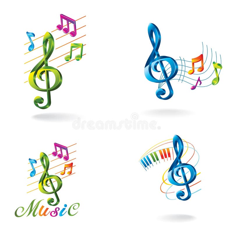 Ensemble d'icônes musicales colorées illustration stock