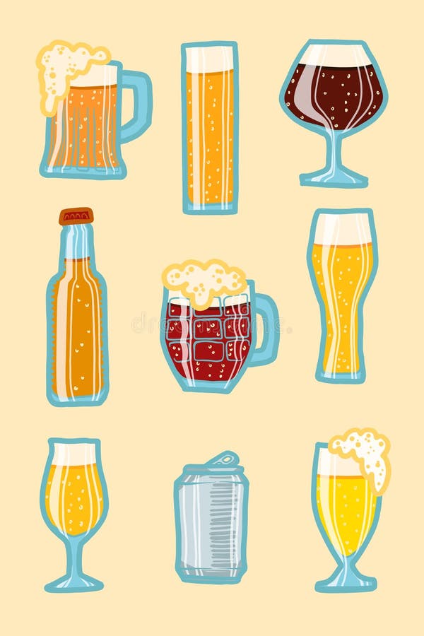 Ensemble d'icône de bière de métier, style tiré par la main illustration de vecteur Ensemble d'icône de bière de métier, style tiré par la main illustration de vecteur