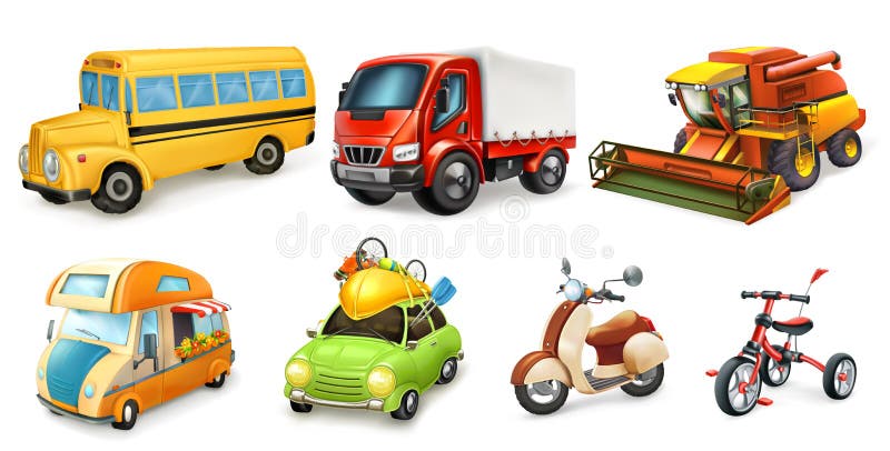 Ensemble d'icône de vecteur du transport 3d illustration libre de droits Ensemble d'icône de vecteur du transport 3d illustration libre de droits