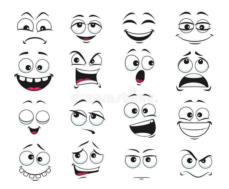 Ensemble d'icônes de sentiments de vecteur d'isolation par expression de visage