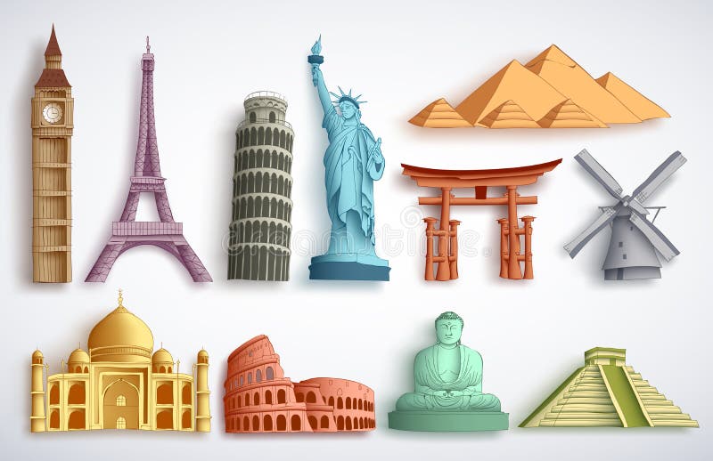 Ensemble d'illustration de vecteur de points de repère de voyage Destinations et monuments célèbres du monde illustration de vecteur Ensemble d'illustration de vecteur de points de repère de voyage Destinations et monuments célèbres du monde illustration de vecteur