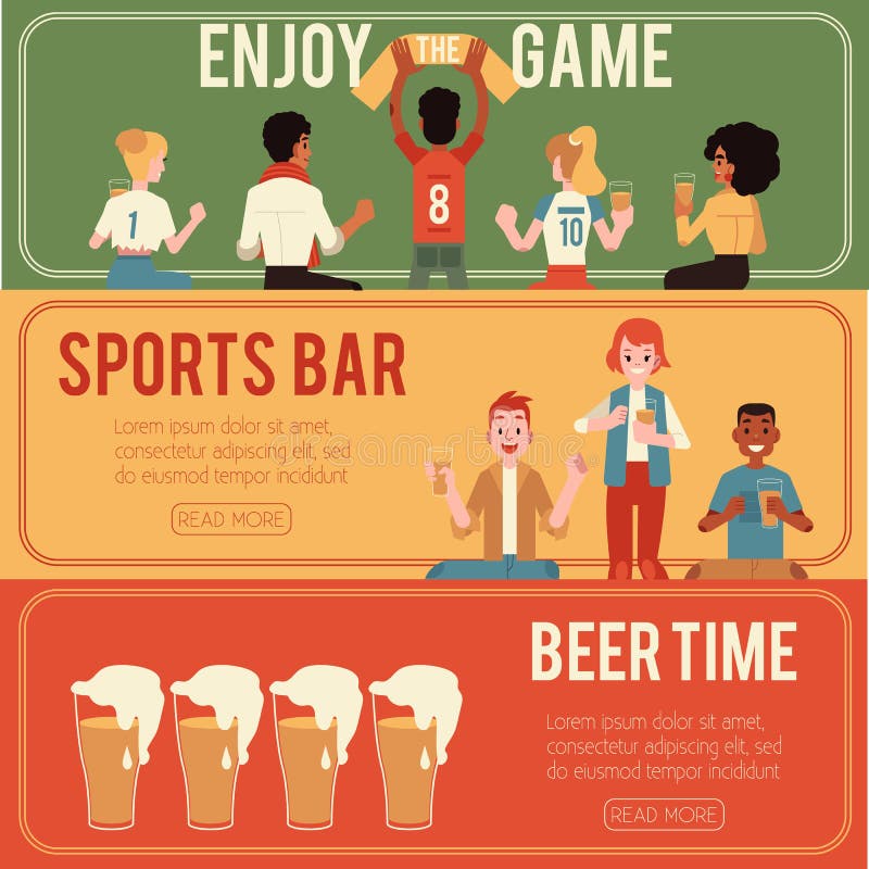 Ensemble d'illustration de vecteur de sports et de bannières horizontales de barre de bière illustration de vecteur Ensemble d'illustration de vecteur de sports et de bannières horizontales de barre de bière illustration de vecteur