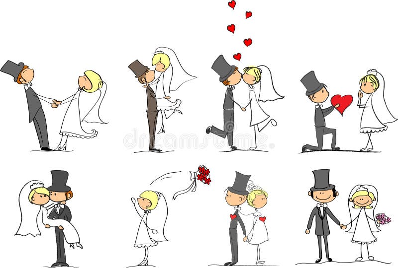 Ensemble d'illustrations de mariage illustration de vecteur Ensemble d'illustrations de mariage illustration de vecteur