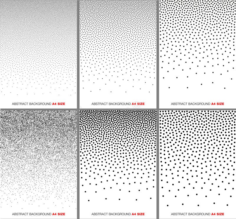 Ensemble d'image tramée abstraite Dots Backgrounds de gradient A4 format papier