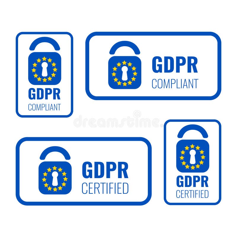 GDPR badge set made with padlock and star symbols on white background. European general data protection regulation concept. Vector illustration. r. GDPR badge set made with padlock and star symbols on white background. European general data protection regulation concept. Vector illustration. r