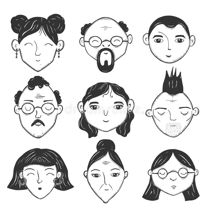 Ensemble d'isolement d'avatar de personnes illustration stock Ensemble d'isolement d'avatar de personnes illustration stock