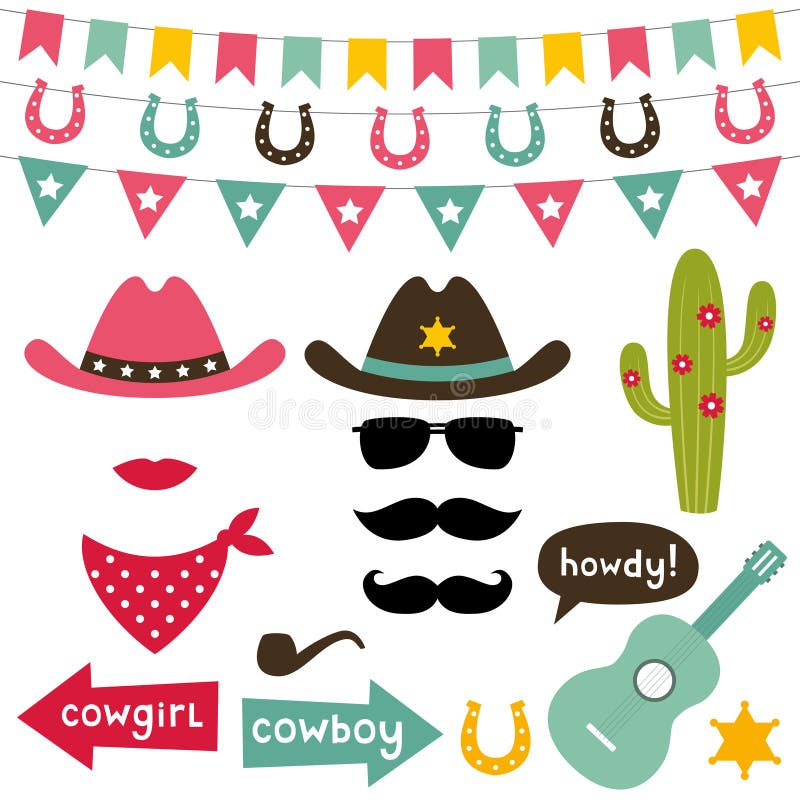 Ensemble d'éléments de conception de cowboy illustration de vecteur Ensemble d'éléments de conception de cowboy illustration de vecteur