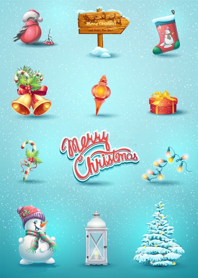 Ensemble d'éléments de Noël illustration libre de droits Ensemble d'éléments de Noël illustration libre de droits
