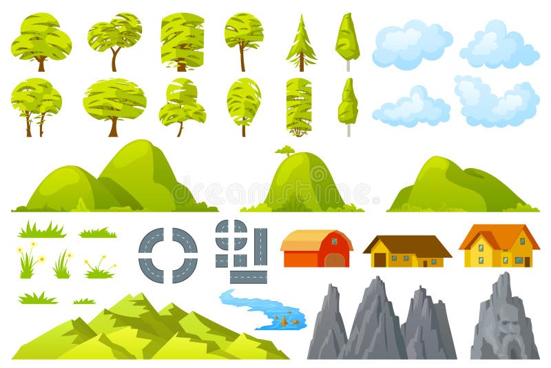 Ensemble d'éléments de paysage illustration libre de droits Ensemble d'éléments de paysage illustration libre de droits