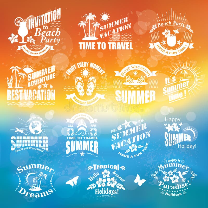 Ensemble d'éléments et de cadres de design d'été illustration libre de droits
