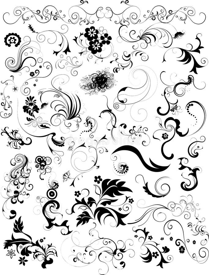 Ensemble d'éléments floraux illustration stock