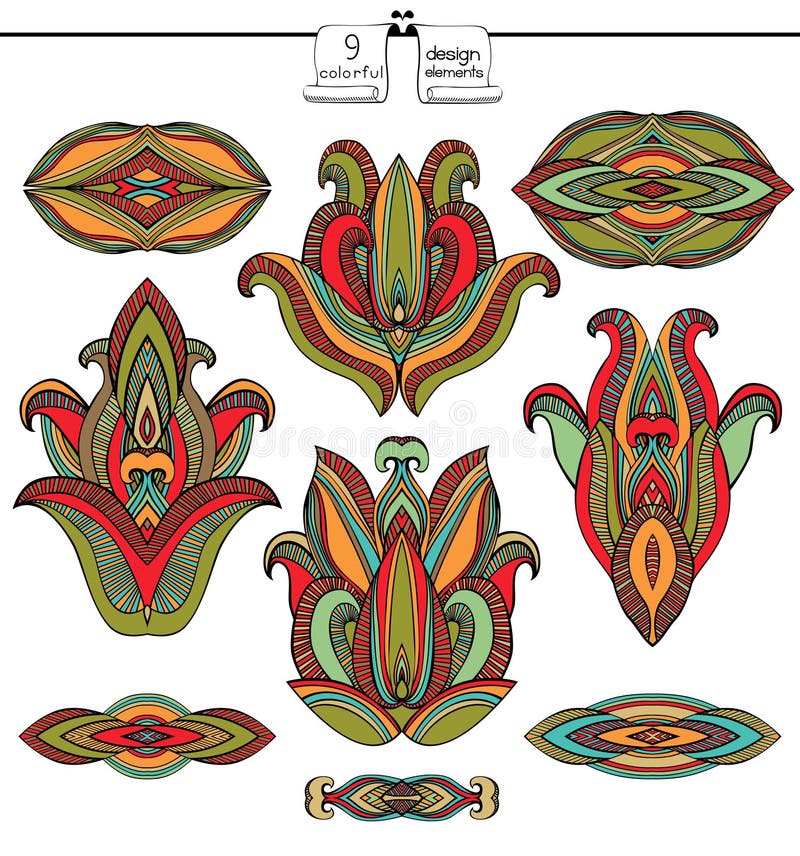 Ensemble d'éléments indien antique de conception illustration de vecteur Ensemble d'éléments indien antique de conception illustration de vecteur