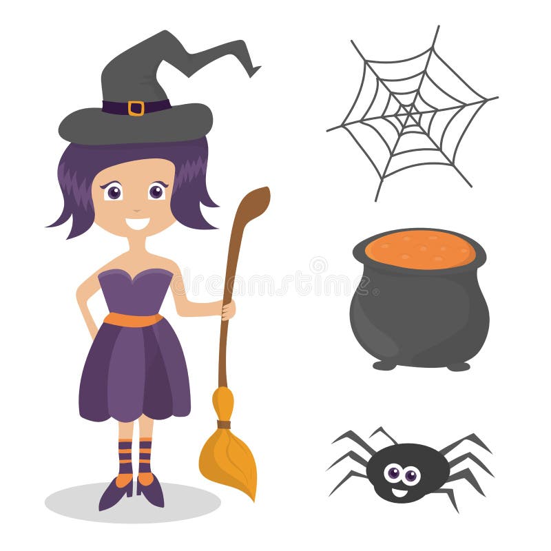 Ensemble d'éléments, d'objets et d'icônes mignons de Halloween de vecteur pour votre conception illustration stock Ensemble d'éléments, d'objets et d'icônes mignons de Halloween de vecteur pour votre conception illustration stock