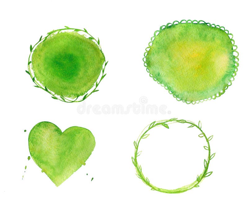 Ensemble d'éléments verts pour aquarelle tirés par la main illustration de vecteur Ensemble d'éléments verts pour aquarelle tirés par la main illustration de vecteur