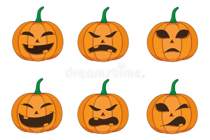 Ensemble d'émotion de potiron pour Halloween illustration stock Ensemble d'émotion de potiron pour Halloween illustration stock
