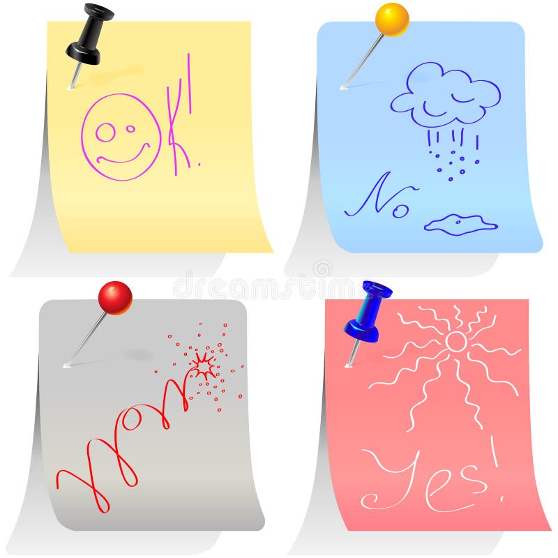 Ensemble d'étiquettes colorées goupillées avec des broches illustration libre de droits Ensemble d'étiquettes colorées goupillées avec des broches illustration libre de droits