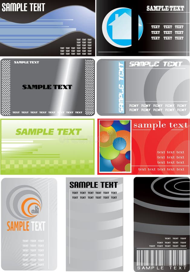Ensemble de 9 cartes de visite professionnelle de visite illustration libre de droits Ensemble de 9 cartes de visite professionnelle de visite illustration libre de droits