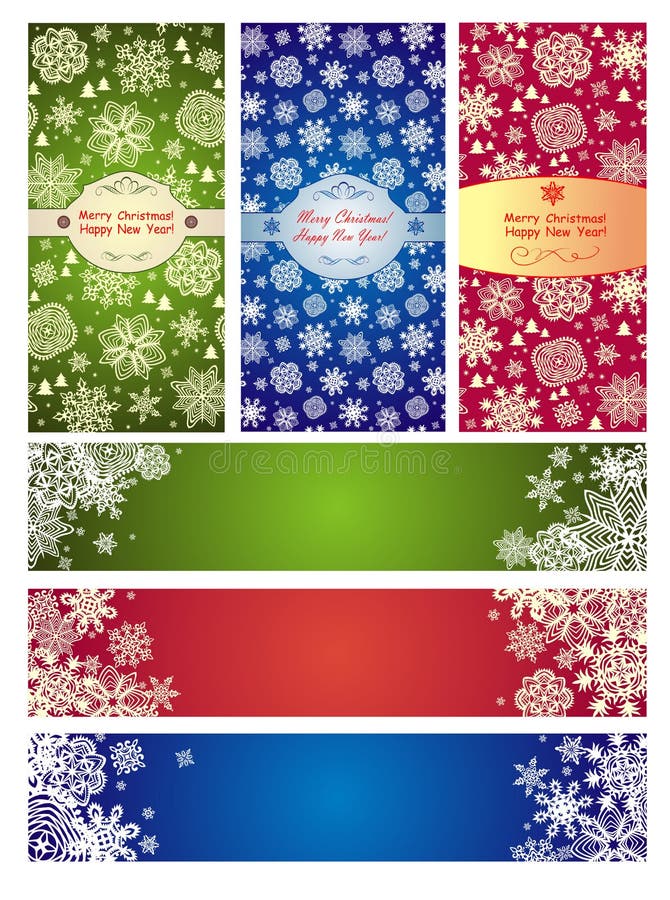 Ensemble de bannières verticales et horizontales pendant des vacances d'hiver illustration de vecteur Ensemble de bannières verticales et horizontales pendant des vacances d'hiver illustration de vecteur