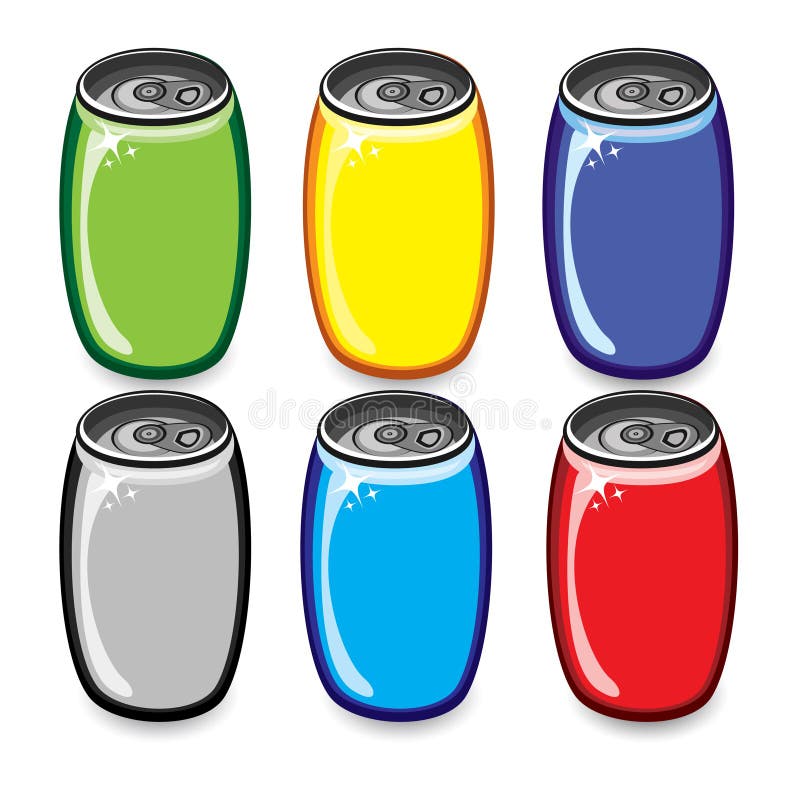 Colorful drink cans. Illustration on white background. Colorful drink cans. Illustration on white background