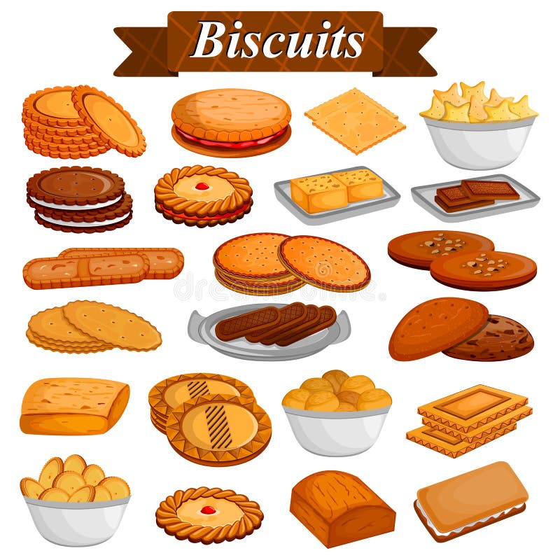 Ensemble de biscuits et de dessert assortis délicieux de nourriture de biscuit illustration de vecteur Ensemble de biscuits et de dessert assortis délicieux de nourriture de biscuit illustration de vecteur