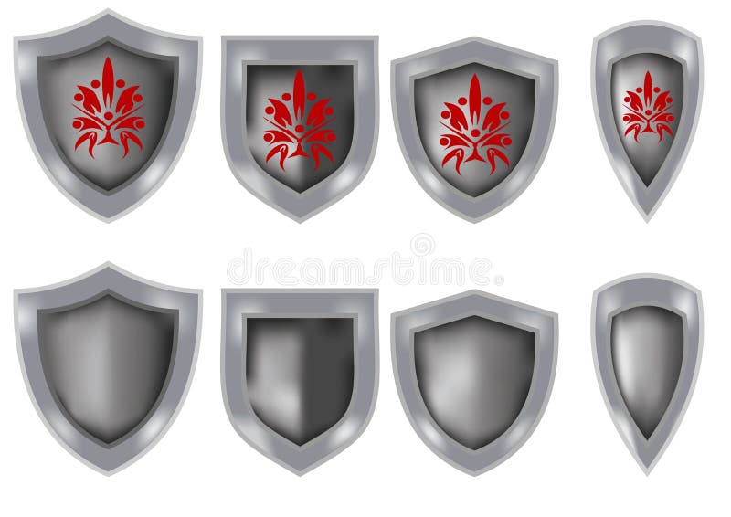 Ensemble de boucliers de chevalier illustration stock Ensemble de boucliers de chevalier illustration stock