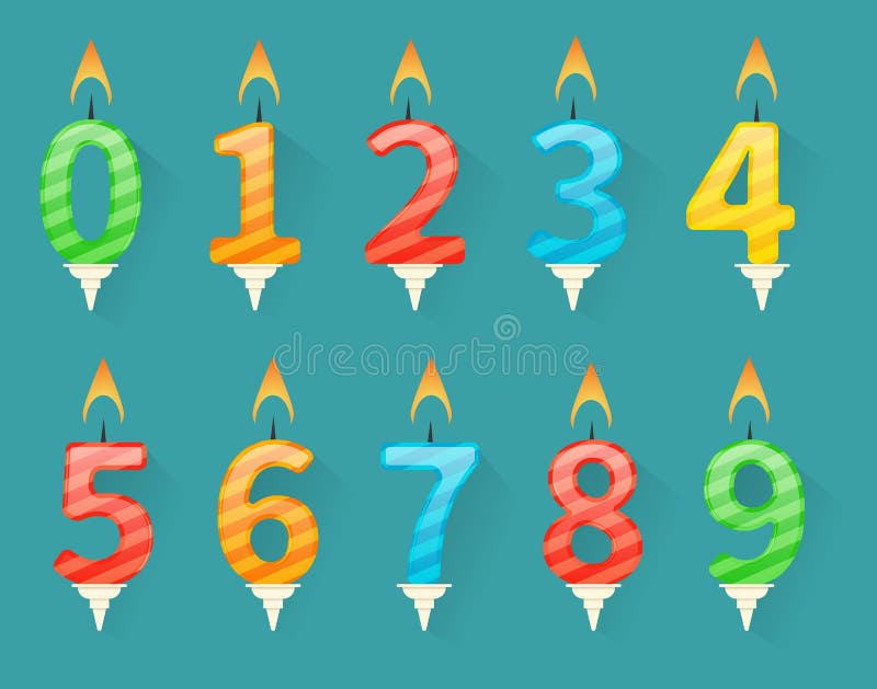 Ensemble de bougies colorées de nombre de joyeux anniversaire illustration de vecteur Ensemble de bougies colorées de nombre de joyeux anniversaire illustration de vecteur