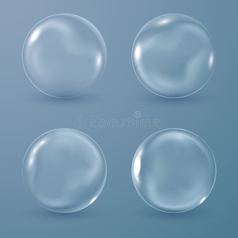Ensemble de bulles de savon transparentes sur le fond bleu-foncé illustration de vecteur Ensemble de bulles de savon transparentes sur le fond bleu-foncé illustration de vecteur