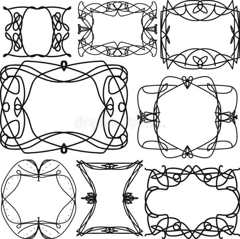 Ensemble de cadres de noir de vintage illustration stock Ensemble de cadres de noir de vintage illustration stock