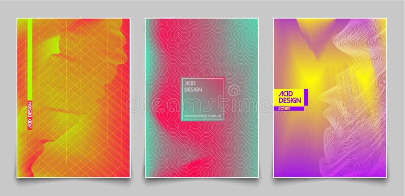Ensemble de calibre de conception de couverture Couleur fluorescente et lignes abstraites, fond moderne de style de gradient Pour illustration libre de droits Ensemble de calibre de conception de couverture Couleur fluorescente et lignes abstraites, fond moderne de style de gradient Pour illustration libre de droits