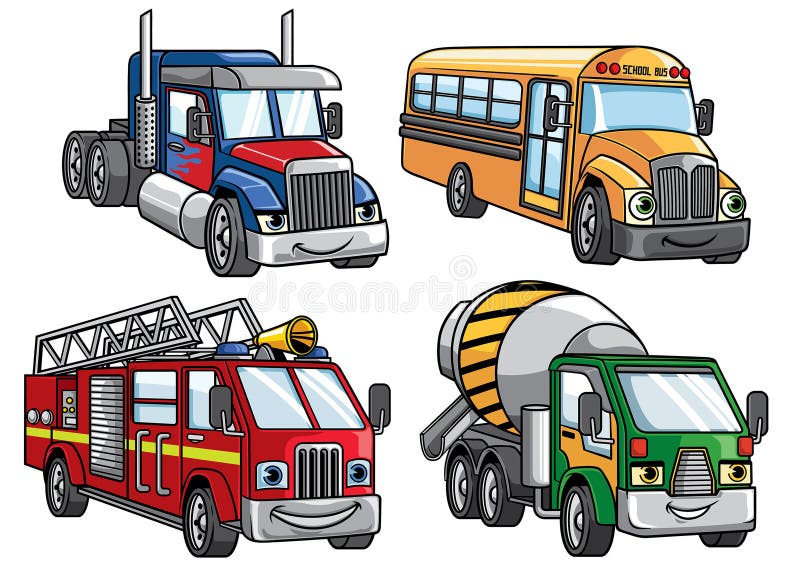 Ensemble de camion de bande dessinée illustration stock Ensemble de camion de bande dessinée illustration stock