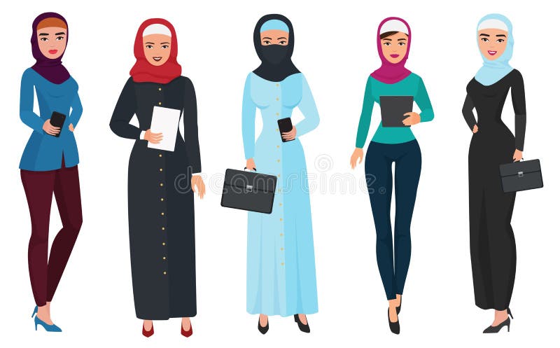Ensemble de caractère arabe de femme d'affaires avec le hijab Illustration femelle musulmane de vecteur de personnes illustration de vecteur Ensemble de caractère arabe de femme d'affaires avec le hijab Illustration femelle musulmane de vecteur de personnes illustration de vecteur