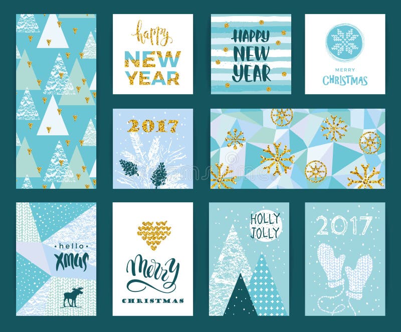 Ensemble de cartes de Joyeux Noël créatif artistique et de nouvelle année illustration de vecteur Ensemble de cartes de Joyeux Noël créatif artistique et de nouvelle année illustration de vecteur
