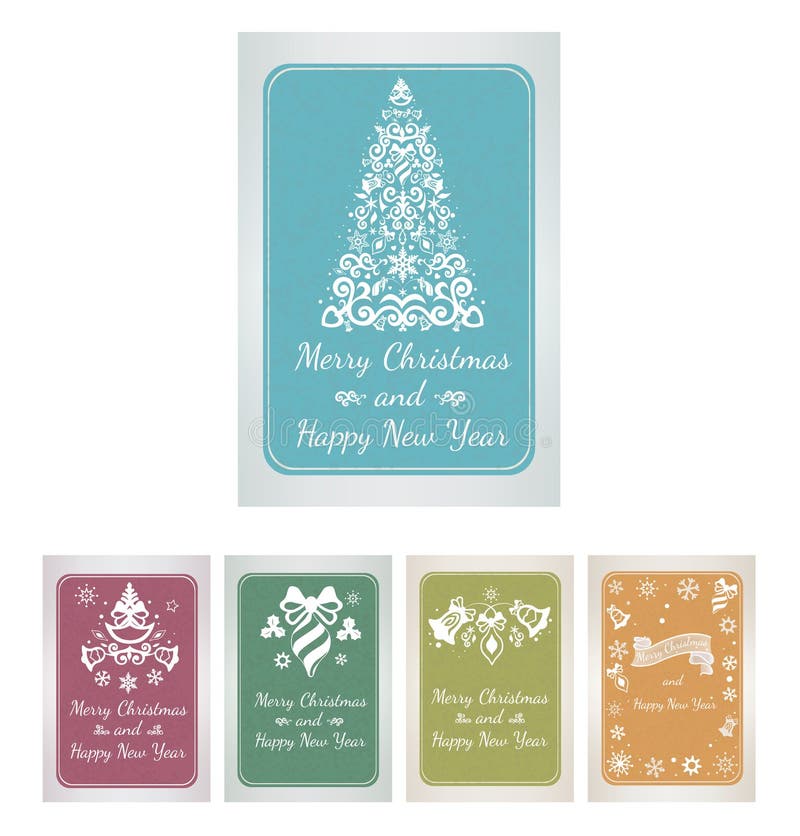Ensemble de cartes de voeux de Noël avec les éléments décoratifs illustration de vecteur Ensemble de cartes de voeux de Noël avec les éléments décoratifs illustration de vecteur