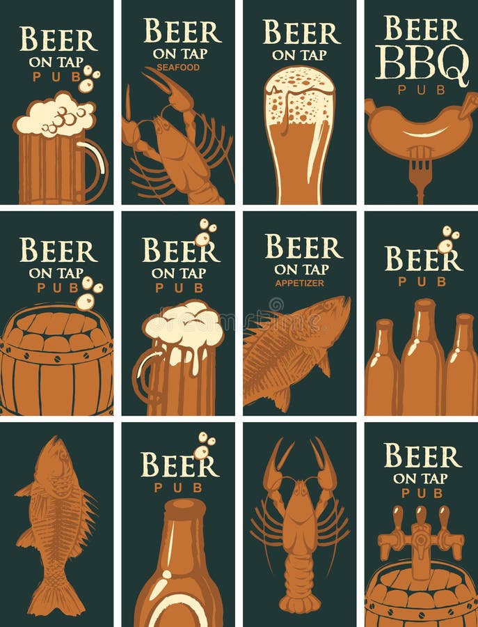 Ensemble de cartes de visite professionnelle de visite pour le bar sur le sujet de la bière illustration de vecteur Ensemble de cartes de visite professionnelle de visite pour le bar sur le sujet de la bière illustration de vecteur