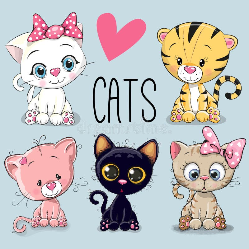 Ensemble de chats mignons illustration stock Ensemble de chats mignons illustration stock