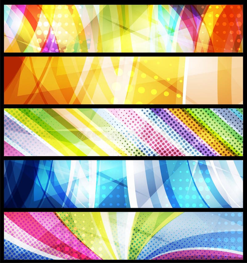 Ensemble de cinq drapeaux abstraits/vecteur illustration stock Ensemble de cinq drapeaux abstraits/vecteur illustration stock
