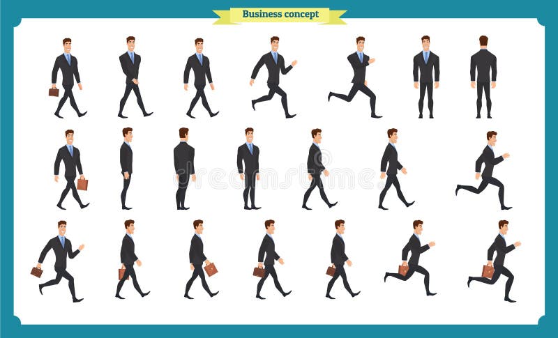 Ensemble de collection d'homme d'affaires de marche et courant Promenade, course, active illustration libre de droits Ensemble de collection d'homme d'affaires de marche et courant Promenade, course, active illustration libre de droits