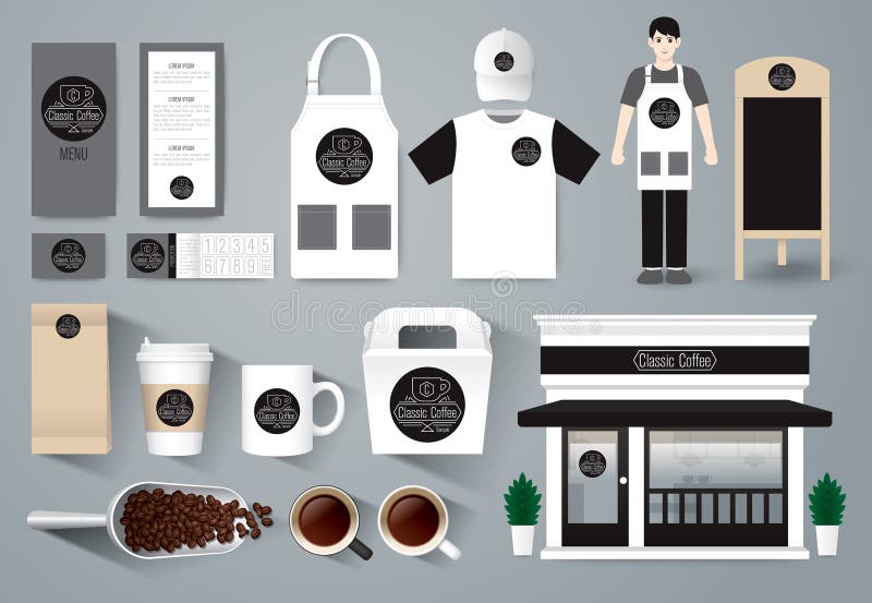Ensemble de conception de café de restaurant de vecteur, conception de boutique illustration de vecteur Ensemble de conception de café de restaurant de vecteur, conception de boutique illustration de vecteur