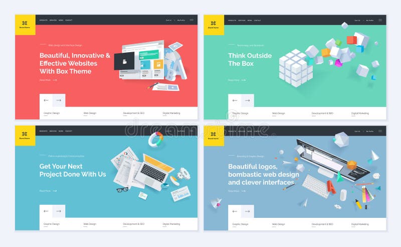 Ensemble de conceptions de calibre de site Web illustration stock Ensemble de conceptions de calibre de site Web illustration stock