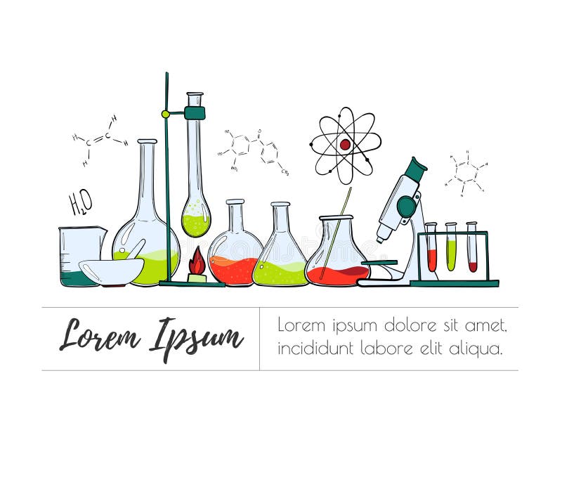 Ensemble de couleur d'équipement de laboratoire Chimie de la Science Microscope, flacons en verre et tubes à essai Expériences ch illustration de vecteur Ensemble de couleur d'équipement de laboratoire Chimie de la Science Microscope, flacons en verre et tubes à essai Expériences ch illustration de vecteur