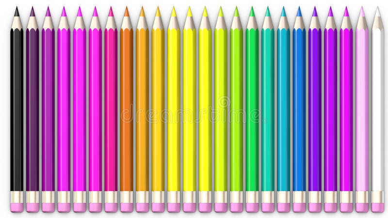 Ensemble de crayon coloré Des crayons sont alignés et assortis illustration stock Ensemble de crayon coloré Des crayons sont alignés et assortis illustration stock